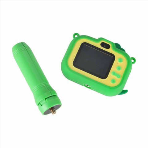 Aparat fotograficzny cyfrowy dla dzieci na statywie dinozaur zielony