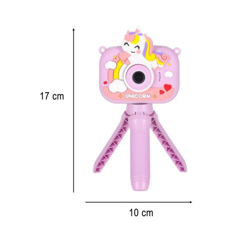 Aparat fotograficzny cyfrowy dla dzieci na statywie jednorożec fioletowy