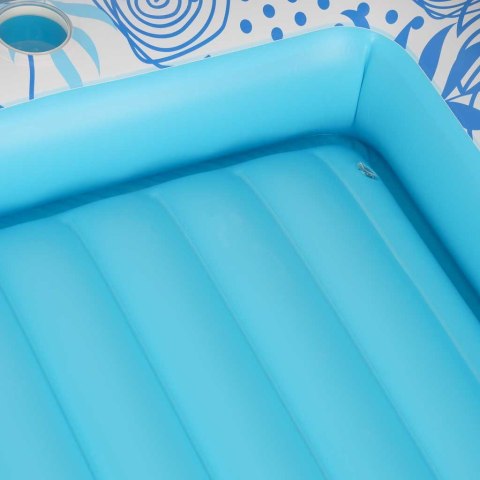Materac dmuchany do pływania, leżak do opalania z poduszką niebieski