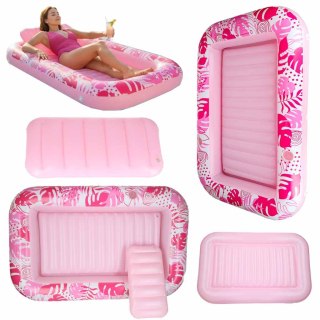 Materac dmuchany do pływania z poduszką różowy