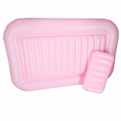 Materac dmuchany do pływania z poduszką różowy
