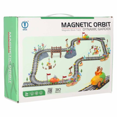 Tor wyścigowy samochodowy magnetyczny 2 pojazdy świecące 310 elementów