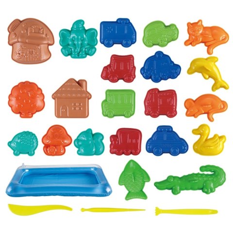 WOOPIE Piasek Kinetyczny 0,8 kg Zestaw w Koszyku z Foremkami + Basen