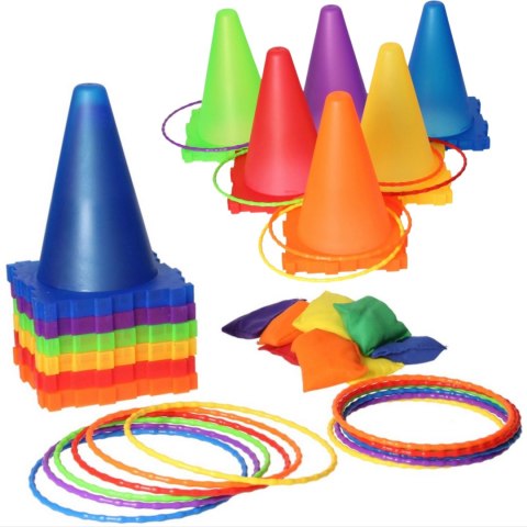 WOOPIE Zestaw Gier Ogrodowych 3w1 Pachołki Obręcze Woreczki 30 el.