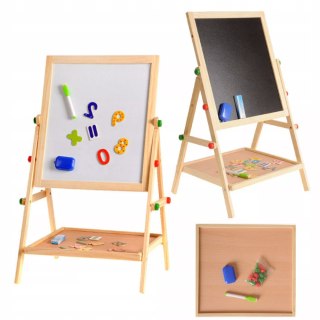 Drewniana Tablica Stojąca Dwustronna Kredowa i Suchościeralna dla dzieci