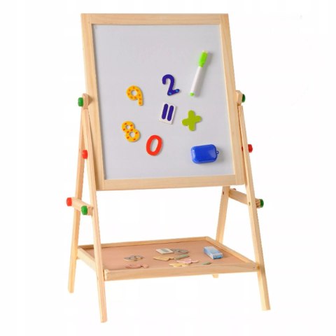 Drewniana Tablica Stojąca Dwustronna Kredowa i Suchościeralna dla dzieci
