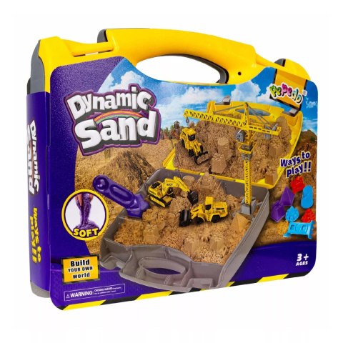 Piasek Kinetyczny dla dzieci z Pojazdami Budowlanymi i Żurawiem w Walizce