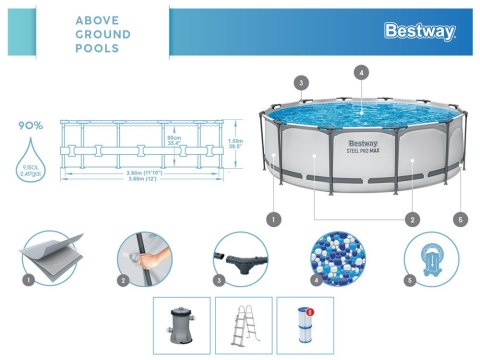 Bestway Basen STELAŻOWY 366x100cm 10w1 56418