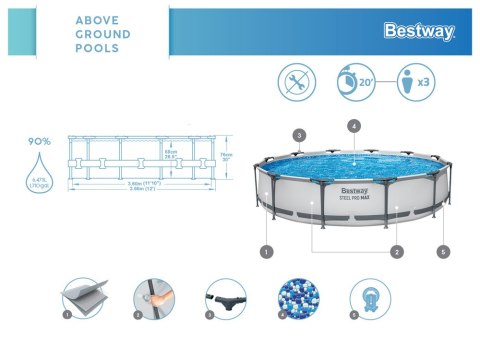 Bestway Basen STELAŻOWY 6,473L 366x76cm 7w1 pompa + filtr 56416
