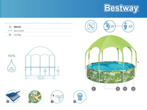 Bestway basen stelażowy z daszkiem 244x51 cm 56432