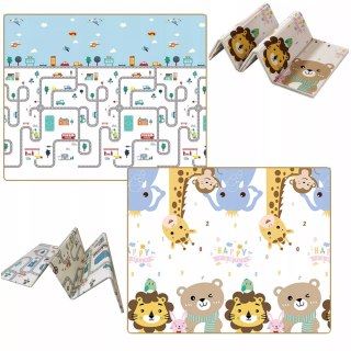 Dwustronna Mata piankowa edukacyjna składana dla dzieci duża 180x200 cm