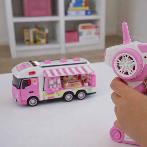 Kamper zdalnie sterowany na pilota samochód kempingowy auto 2,4GHz dźwięki światła akcesoria różowy