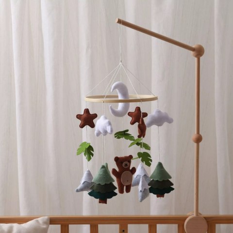 Karuzelka do Łóżeczka Dziecięcego Boho Naturalne Drewno z pałąkiem Bear