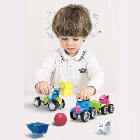 Klocki Magnetyczne Pojazdy Budowlane Drogowe Komplet Zestaw 6 pojazdów