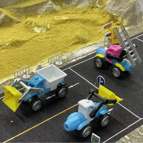 Klocki Magnetyczne Pojazdy Budowlane Drogowe Komplet Zestaw 6 pojazdów
