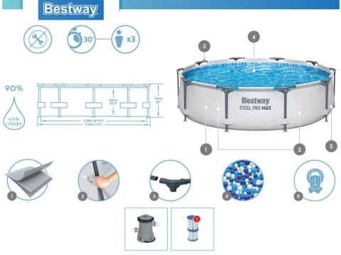 Bestway Basen STELAŻOWY 4678L 305x76cm 8w1 56408