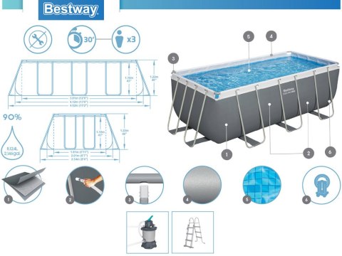 Bestway Basen stelażowy 412x201x122cm 10w1 56457