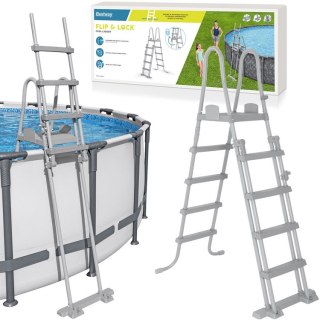 Bestway Drabinka do basenu 132cm - bezpieczna antypoślizgowa metalowa 58332
