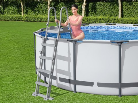 Bestway Drabinka do basenu 132cm - bezpieczna antypoślizgowa metalowa 58332