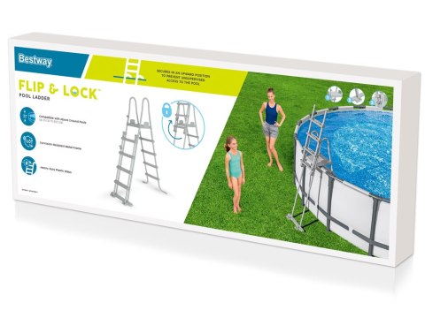 Bestway Drabinka do basenu 132cm - bezpieczna antypoślizgowa metalowa 58332