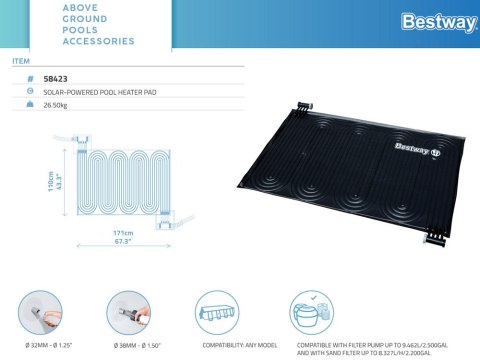 Bestway Mata solarna grzewcza do basenu 170x110cm 58423