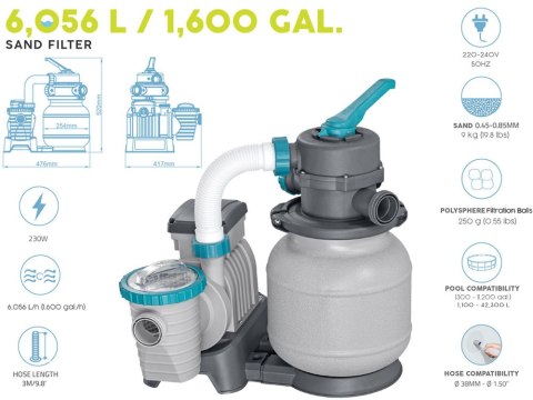 Bestway Pompa piaskowa do basenu 6056 l/h na kulki filtracyjne 58497