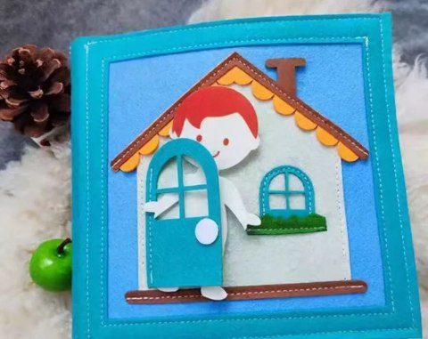 Cicha Książeczka dla dzieci Tablica Manipulacyjna Montessori Filcowa dom