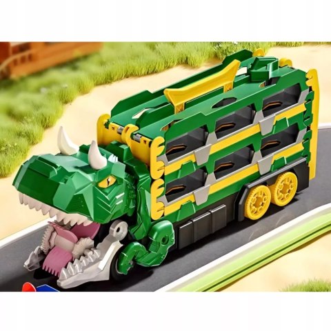 Ciężarówka Dinozaur Tor Wyścigowy zjeżdżalnia 6 Aut resoraki dla Dzieci