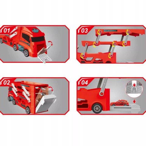 Laweta Ciężarówka Straż Pożarna 6 Autek Resoraki Rampa Garaż dla dzieci