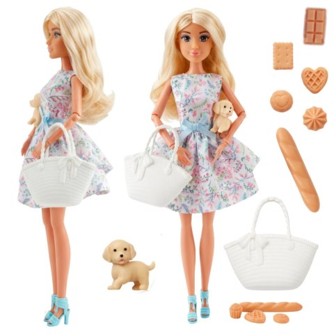 WOOPIE ROYAL Lalka Lily 30 cm Wiosenna Suknia Akcesoria Piesek Piknik