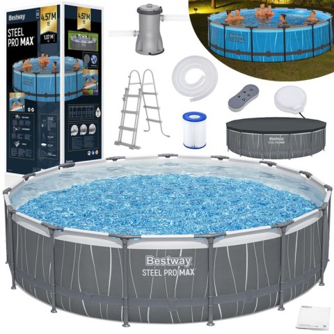 Bestway Basen STELAŻOWY z kolorowym podświetleniem LED 457x107cm 7w1 561GD