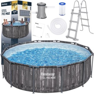 Bestway Basen stelażowy 366x100cm 8w1 drewno 5614X