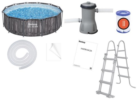 Bestway Basen stelażowy 366x100cm 8w1 drewno 5614X