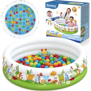 Bestway Suchy basen z kulkami KWIATOWY 102x25cm + 50 piłek i zabawki 52466