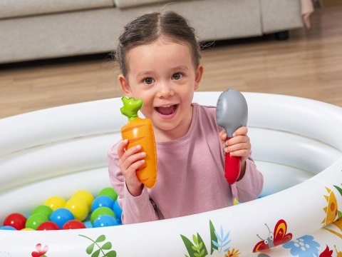 Bestway Suchy basen z kulkami KWIATOWY 102x25cm + 50 piłek i zabawki 52466