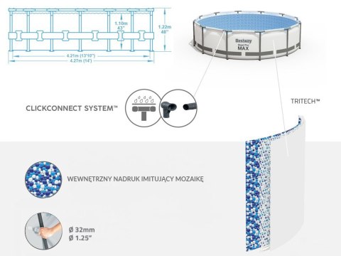 Bestway basen stelażowy 427x122cm 10w1 5612X