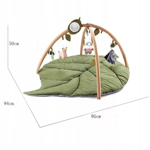 Mata edukacyjna dla niemowląt sensoryczna Liść z pałąkami i grzechotkami