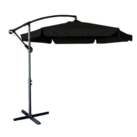Parasol ogrodowy LUARO duży składany z wysięgnikiem 290cm czarny