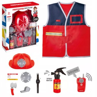 Zestaw małego strażaka kamizelka, gaśnica i akcesoria kask dla dzieci