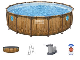 Bestway Basen stelażowy drewno 488x122 11w1 56725