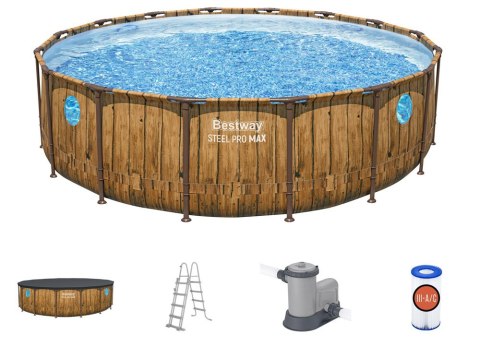 Bestway Basen stelażowy drewno 488x122 11w1 56725