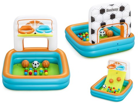 Bestway Suchy basen z kulkami 3w1 Koszykówka + piłka nożna 120x107cm 52728