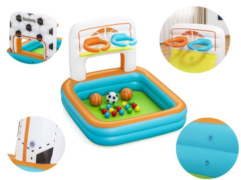 Bestway Suchy basen z kulkami 3w1 Koszykówka + piłka nożna 120x107cm 52728