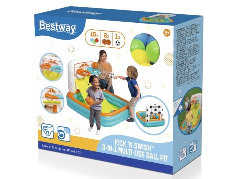 Bestway Suchy basen z kulkami 3w1 Koszykówka + piłka nożna 120x107cm 52728
