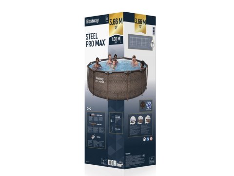 Bestway basen Stelażowy 366x100cm 9w1 rattan 56709