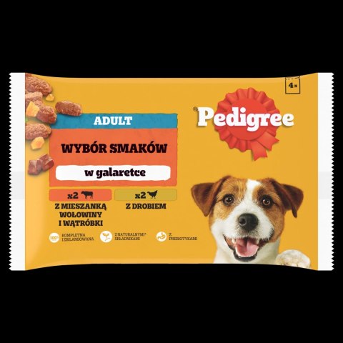 Pedigree Mokra Karma Dla Dorosłych Psów W Galaretce (Z Wołowiną, Z Drobiem) 4x100g