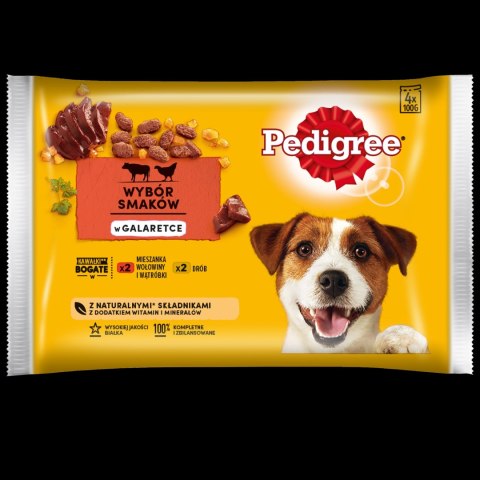 Pedigree Mokra Karma Dla Dorosłych Psów W Galaretce (Z Wołowiną, Z Drobiem) 4x100g