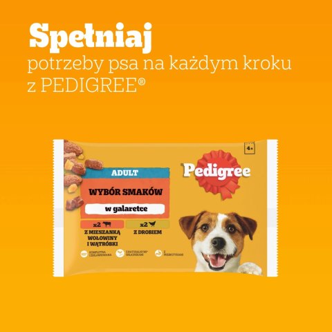 Pedigree Mokra Karma Dla Dorosłych Psów W Galaretce (Z Wołowiną, Z Drobiem) 4x100g