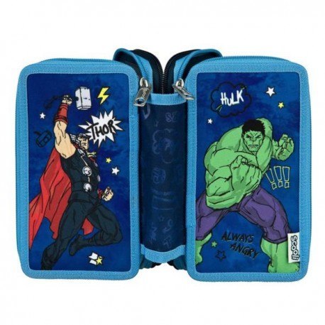 Potrójny piórnik z wyposażeniem, avengers Potrójny piórnik z wyposażeniem, avengers