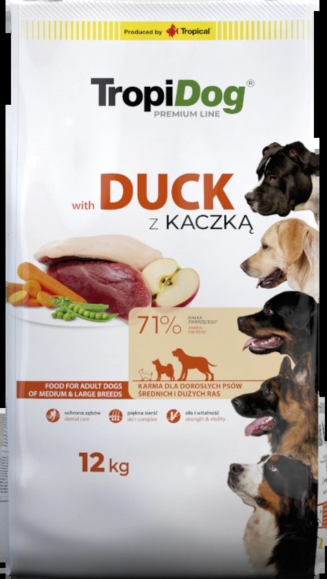 Tropidog Premium Adult Medium & Large Breed Kaczka Z Ryżem 12kg